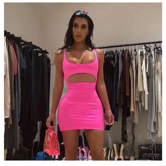 kim kardashian hot pink cutout dress